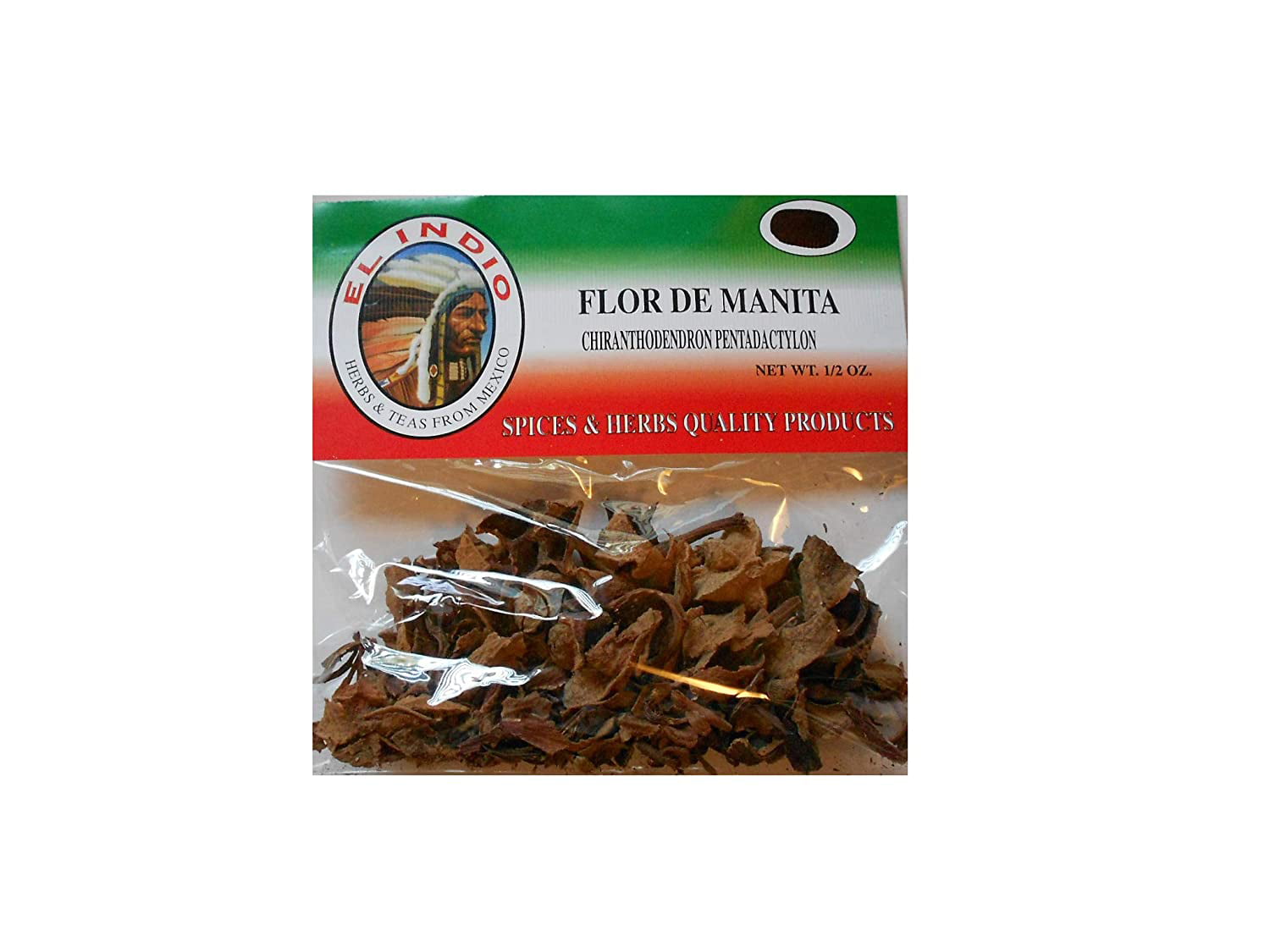 El Indio Tea/ Hierba Flor de Manita -Chiranthodendron Pentadactylon -Dried  Natural Herbs Net Wt. 1/2 oz. (14 g) -3 Pack 