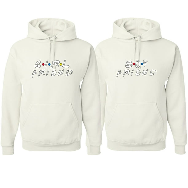 Boy Friend Girl Friend Funny Friends Font Classic His And Hers Matching Couples Hoodies Sweater Set White Mens M Womens 3xl Walmart Com Walmart Com