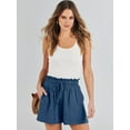 thumbnail image 2 of Linen Shorts for Women Casual High Waisted Wide Leg Drawstring Cute Summer Beach Shorts 2024 Fashion Vacation Outfit, 2 of 8