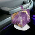 thumbnail image 7 of POLERO Tissue Box Holder Waterproof - Square Leather Tissues Cube Box Cover -Purple Golden Marble Decorative Car Facial Tissue Holder on Table and Barthroom, 5.1"X5.1"X5.5", 7 of 7