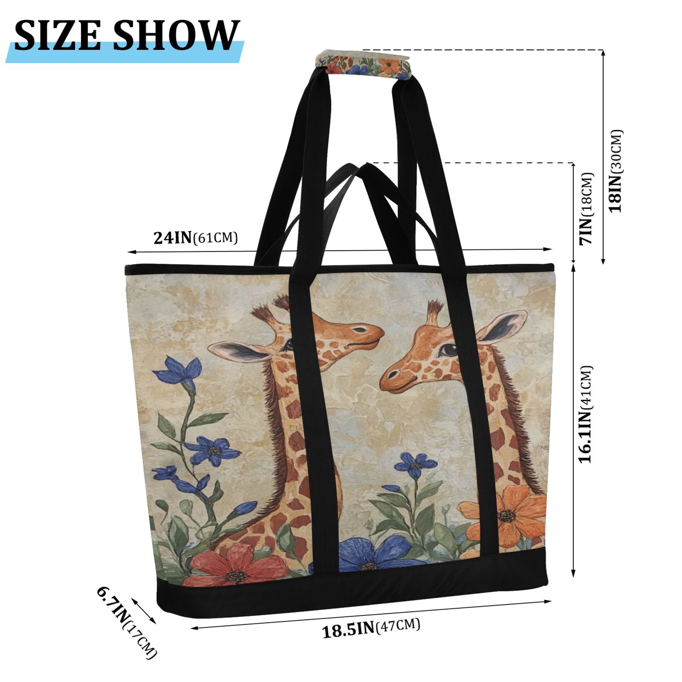 Large Hand-held Ice Pack Picnic Bag Insulation and Refrigeration Suitable for Shopping Picnics and Camping Two Giraffes