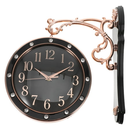 FOMIYES Silent Double Sided Black Wall Clock Modern Design for Bedroom and Office Decor