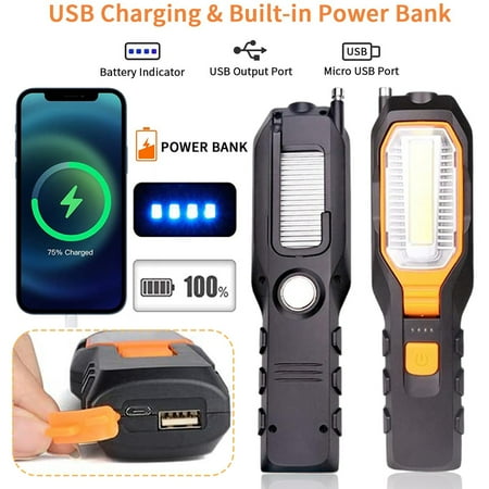 

Sivheart 1-4PCS Inspection Lamp 4000Lm LED COB Worklight USB Rechargeable Working Flexible Magnetic Inspection Lamp Flashlight Repair Light