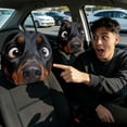 thumbnail image 4 of 2 Pack Funny Dog Car Headrest Covers Soft Polyester Stretch Seat Protector with Cartoon Print for Auto Interior Decoration 10.2 x 11.0 Inch, 4 of 4