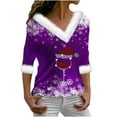thumbnail image 1 of Birdeem Joyeux Noël Blouse Décontractée à Manches Longues Col en V pour Femmes, 1 of 1