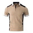 thumbnail image 3 of Color Block Polo Shirts for Men Summer Casual Short Sleeve Textured Collared Slim Fit Work Tshirts Golf Shirt, 3 of 9