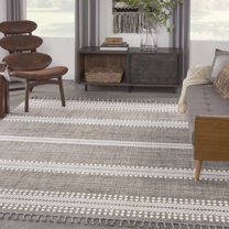 Nourison Asilah Casual Striped Mocha/Ivory 9' x 12'2" Area Rug, (9x12)