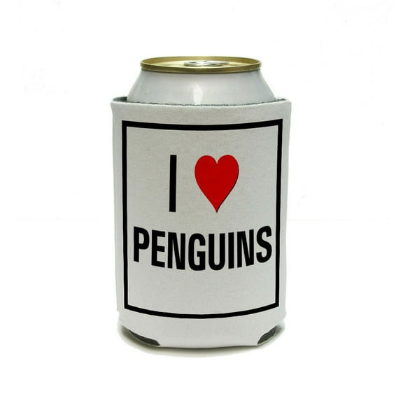 I Love Heart Penguins Can Cooler Drink Insulator Beverage Insulated Holder