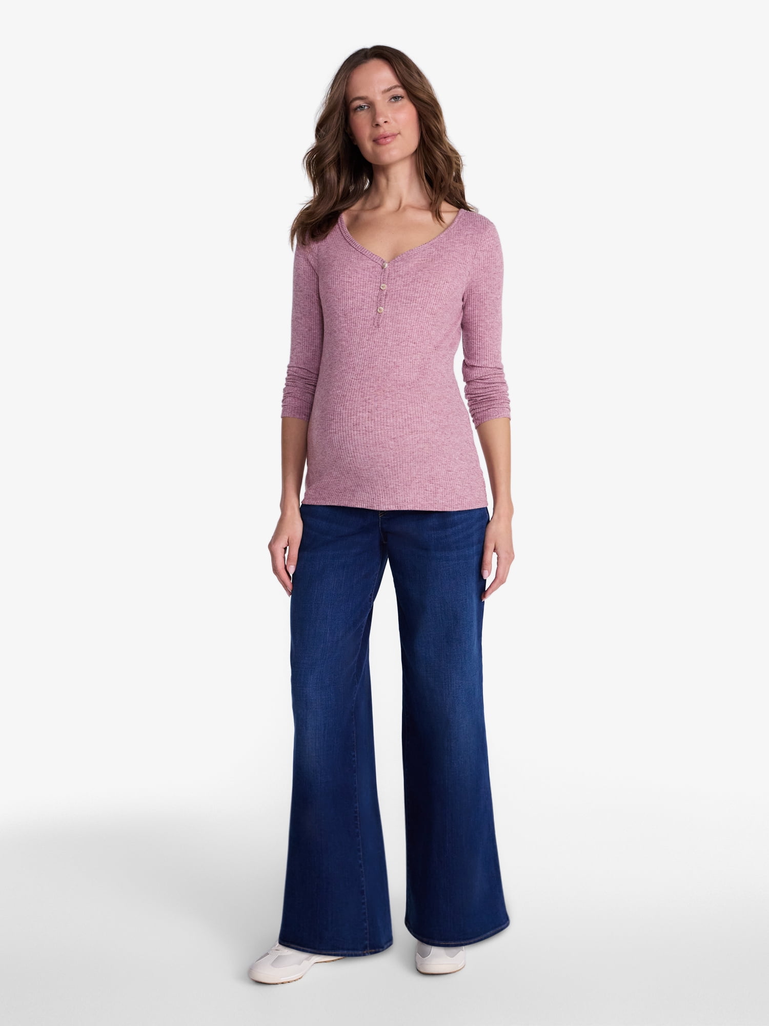 Ingrid & Isabel For Every Belly Women's Maternity Henley Shirt, Sizes S-XXL