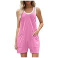 thumbnail image 3 of Women Rompers Jumpsuits Polyester Spandex Shorts Overalls With Pockets Loose Comfy Summer Casual Wear, 3 of 5