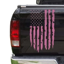 Distressed American USA US Flag Truck Tailgate Vinyl Decal Compatible with most Pickup Trucks - EUA Flag Rear Graphic Car Sticker (11" x 20", Soft Pink)