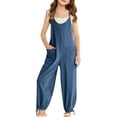 thumbnail image 1 of cfhntfmh Combinaison Fille Mode Col Rond Sans Manches Bretelles Réglables Tenues Décontractées pour Enfants 5-14 Ans, 1 of 6