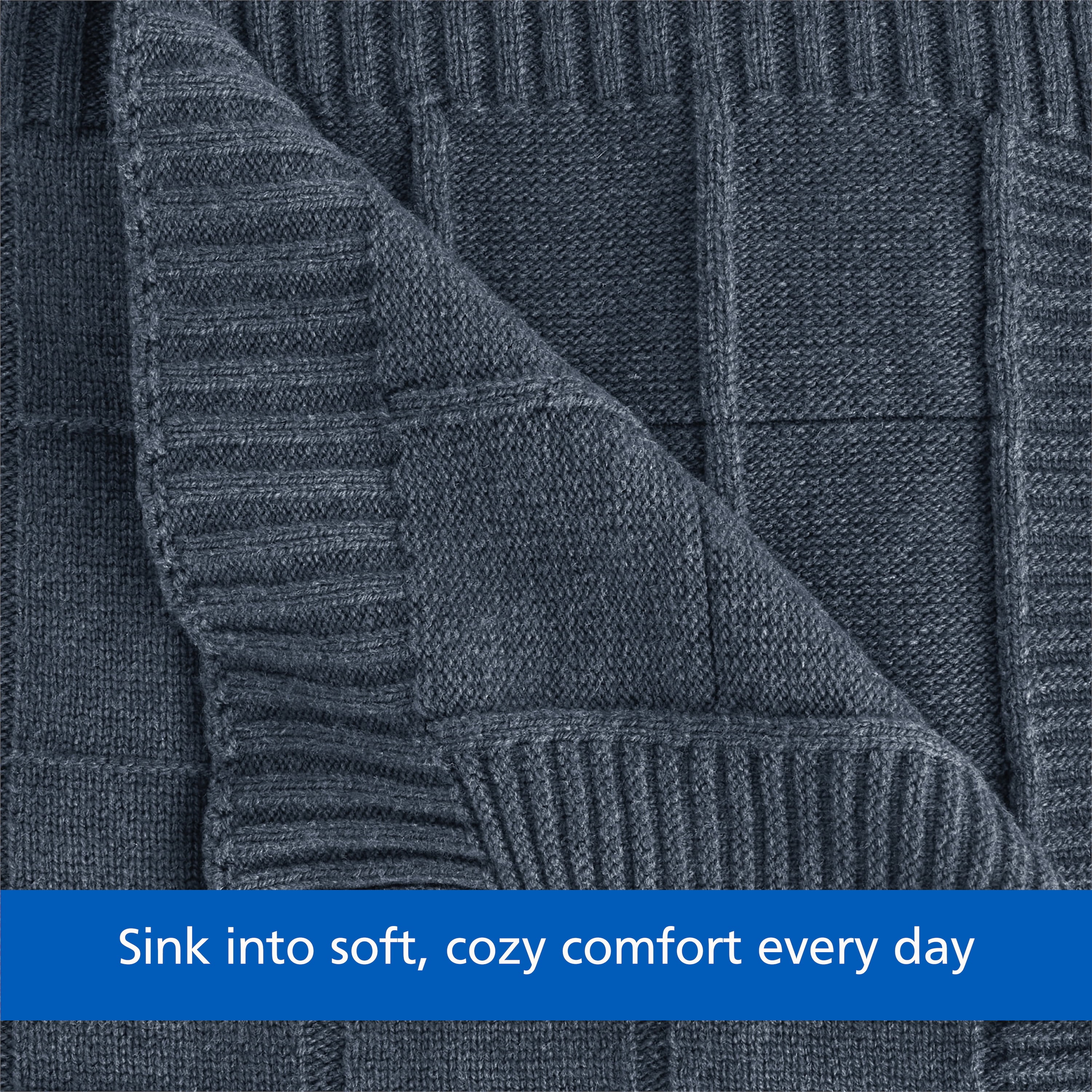 Mainstays Windowpane Throw Blanket, Washed Indigo, 50 x 72 in