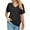 BLACK, variant on Joyutrip Women Short Sleeves V Neck Solid Color Side Ruched Tunic Shirt Top