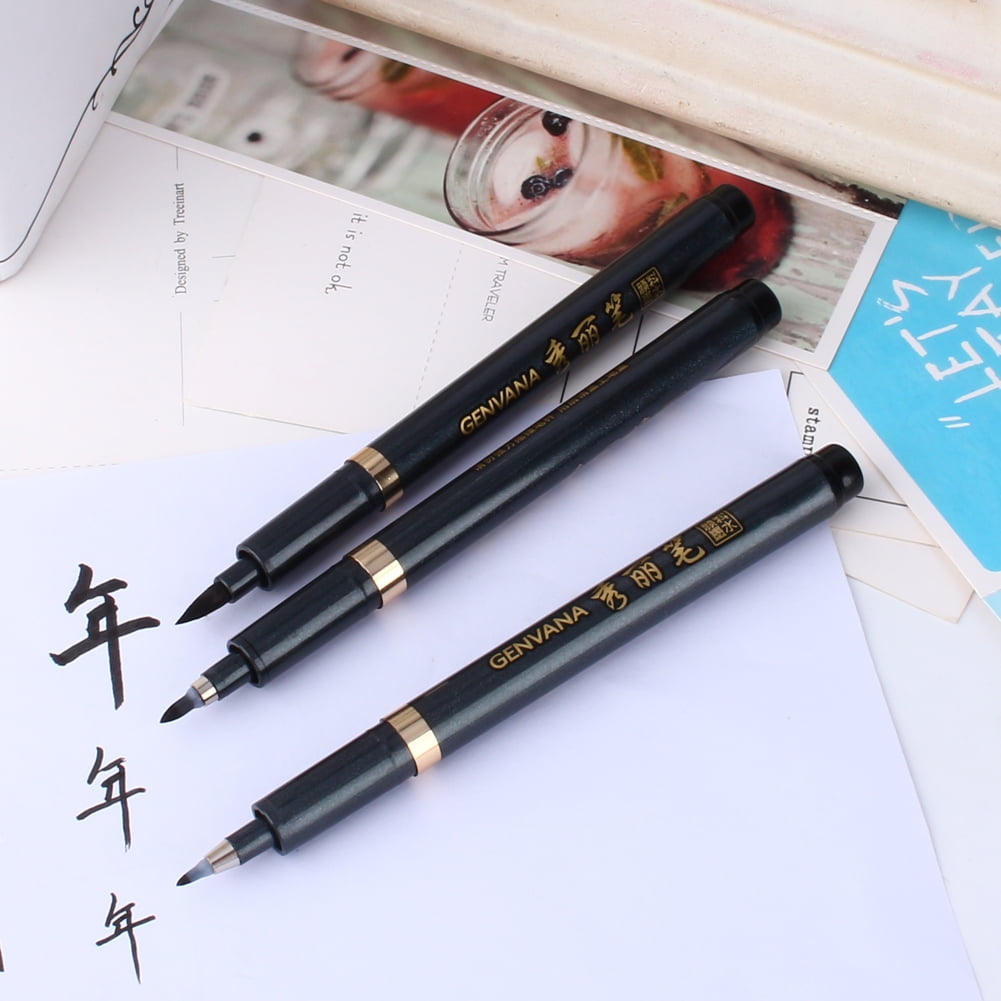 Tebru 3pcs Chinese Japanese Calligraphy Shodo Brush Ink Pen