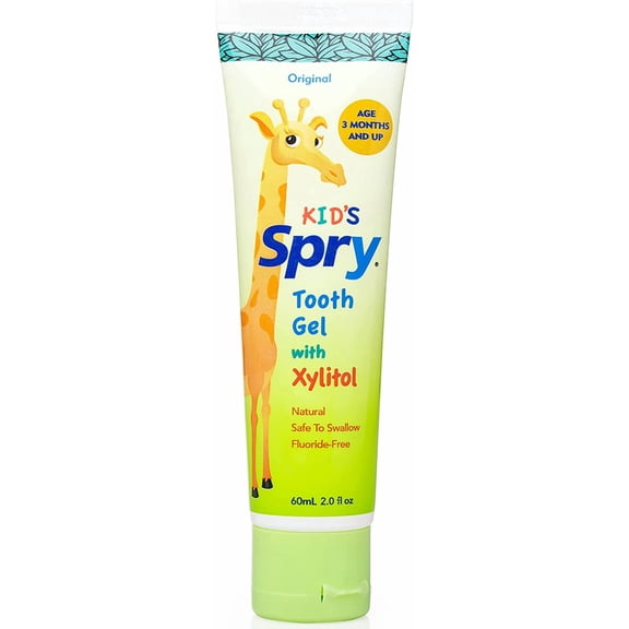 Spry Xylitol Toothpaste, Natural Tooth Gel for Kids 3 Months and Up, Original Flavor 2 fl oz 1 Pack