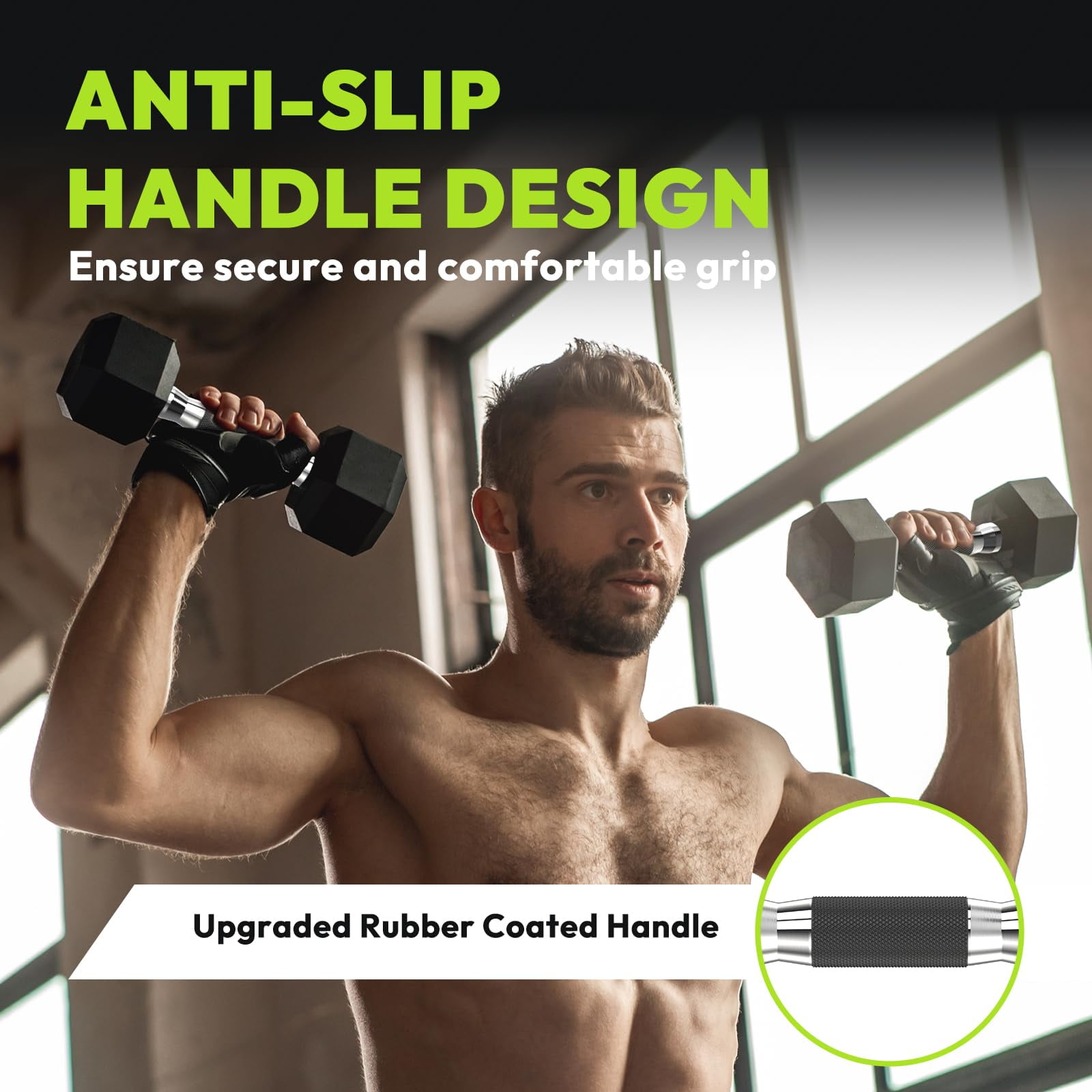 HANDBODE Hex Rubber Dumbbells, Non-Slip Handle Design for Secure & Comfortable Grip, Hand Weights for Strength Training and Home Gym / Pair of 25 LB
