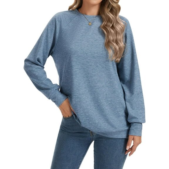 TEMEFON Women's Crewneck Sweatshirts Lightweight Long Sleeve Tunic Tops Cute Pullover Shirts