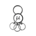 thumbnail image 1 of Alfabeto griego mu negro silueta Llavero de metal de acero inoxidable Llavero Anillo de cadena Llavero, 1 of 3