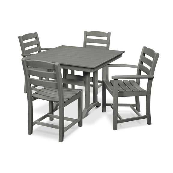 POLYWOOD La Casa Café 5-Piece Farmhouse Trestle Dining Set in Slate Grey