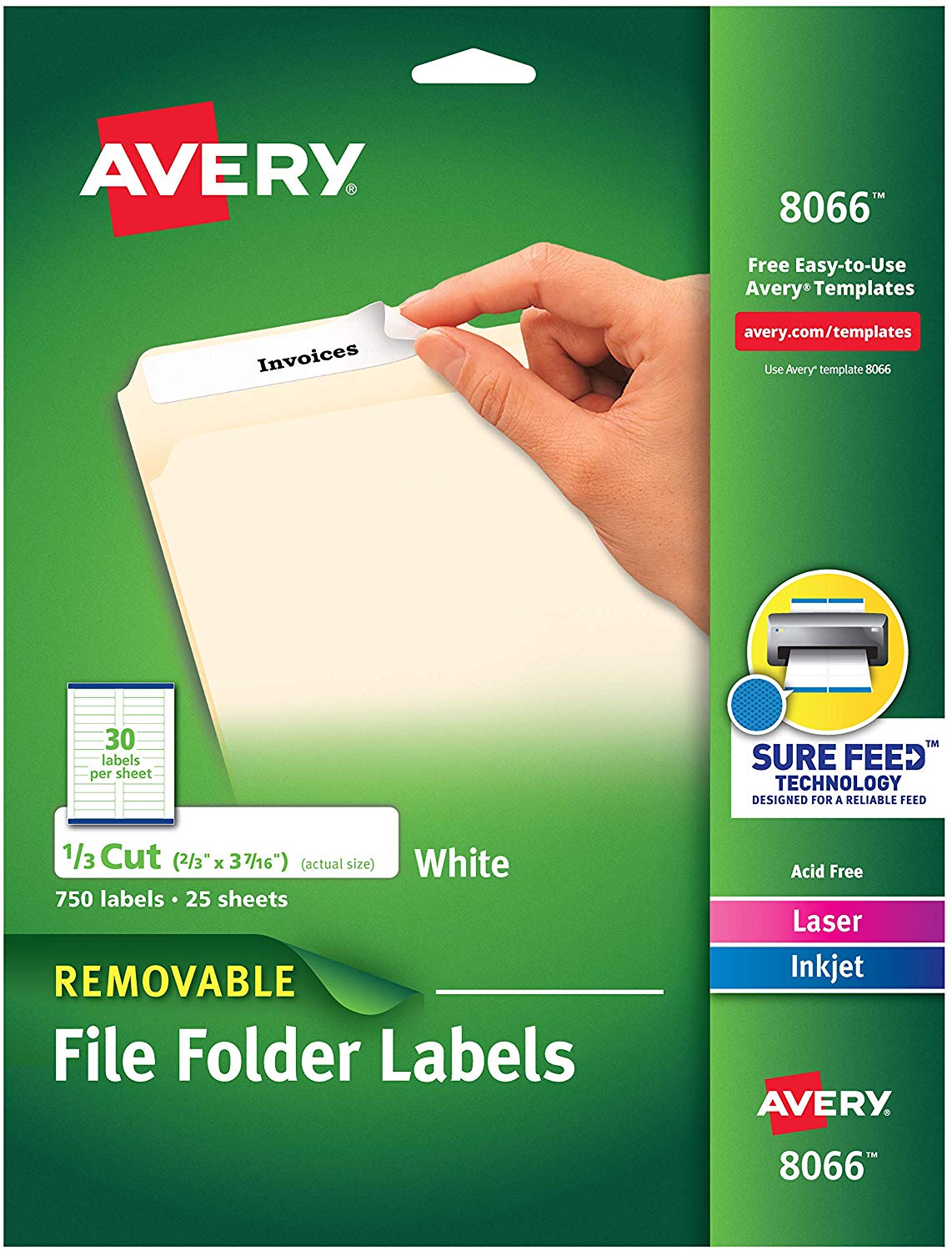 Removable White File Folder Labels, 750 Pack (8066), Labels stick stay and remove cleanly to ...