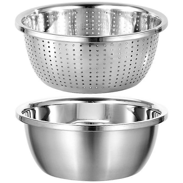 Stainless Steel Vegetable Strainer Bowl for Home Use Multifunction Kitchen Accessory 7.8 Inches