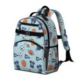thumbnail image 2 of Football and Basketball Lightblue Pattern Cute School Backpack Bag for School with Padded Back and Adjustable Shoulder Straps 15.25"x11.5"x5.25", 2 of 5