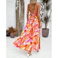 thumbnail image 3 of Wycnly Summer Dresses for Women Cocktail Dresses for Women Beach Boho Button Spaghetti Strap Flowy Swing Dress Womens Fashion Floral Print V-Neck Sleeveless Long Sun Dresses, 3 of 6
