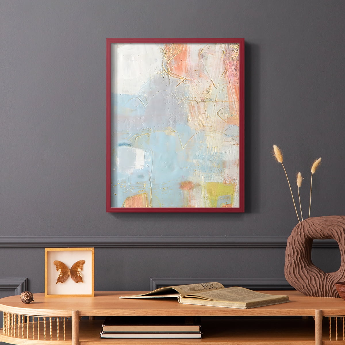 Cully II Framed Print in Red Solid Wood Framed Print No Nail Hanging