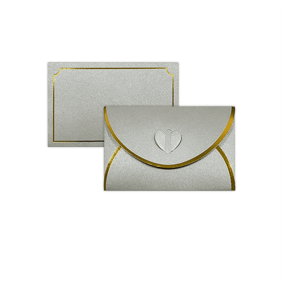 New Arrivals 50Pcs Gift Card Envelopes with Love Buckle Envelopes, Silver