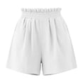 thumbnail image 7 of Zulora Women's Solid Color Shorts With Ruffled Waist And Pockets High Waisted Casual Elastic Waist Summer Beach Daily Shorts​, 7 of 7