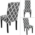 thumbnail image 3 of Dining Room Chair Covers Set of 4, Stretch Printed Parsons Chair Slipcovers Spandex Removable Washable Kitchen Chair Protector Cover for Dining Room, Hotel, Ceremony(Grey White), 3 of 6
