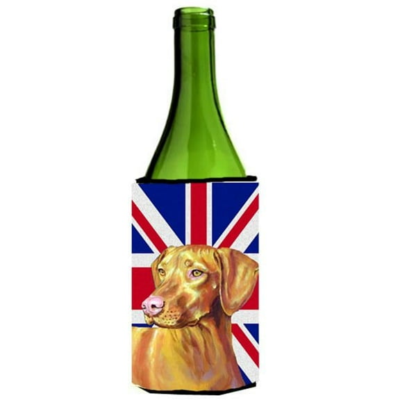 Vizsla With English Union Jack British Flag Wine bottle sleeve Hugger - 24 Oz.
