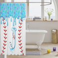 thumbnail image 3 of Manfei Ice Cream Drip Baseball Shower Curtain 72Wx72L, Cute Letter JBathroom Curtain, Light Blue J, 3 of 5