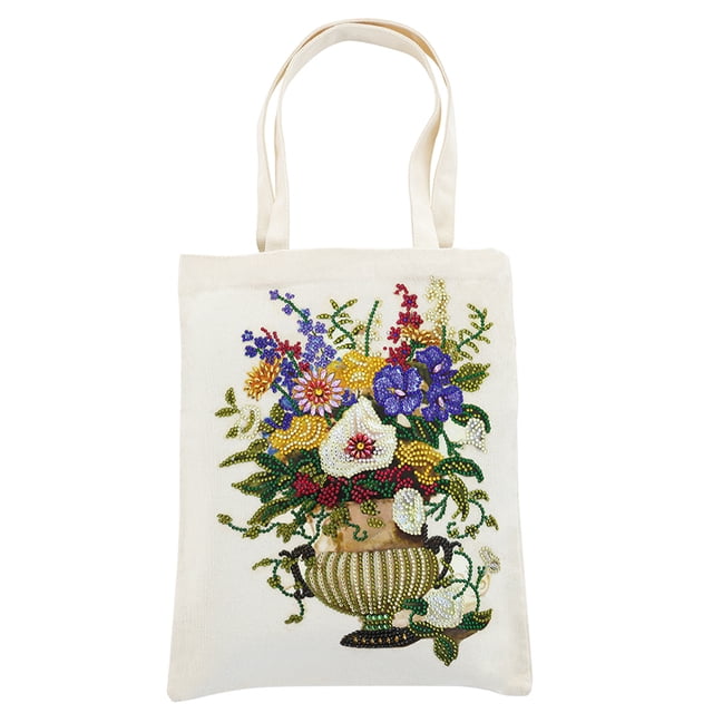 Generic DIY Diamond Painting Tote Bag 28x35cm with Complete Craft Kit - Customizable Cotton Cloth Handbag for Creative Art & Gift Projects