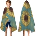 thumbnail image 3 of Blue Sunflower Pattern Hooded Bath Towel，50"x30" for Ages 3 To 12 Kids, Quick Dry Lightweight Soft Microfiber Hood Beach Towel Cover Up for Kids, 3 of 7