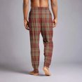 thumbnail image 5 of Wutalume Men's Drawstring Pocket Cuffed Casual Pants with Checkered Print, Comfortable Home Sleep Pants for Everyday Wear and Relaxation,Vermilion M, 5 of 7
