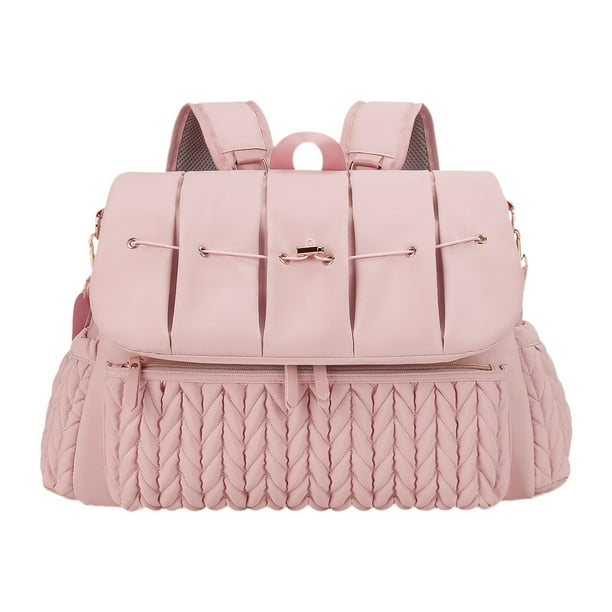 Mochila para pañales, artículos esenciales de viaje para mamá y papá, bolsa para pañales, cambiador para bebé rosa
