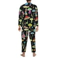 thumbnail image 5 of Kll Bright Mushrooms Sleepwear Mens Flannel Pajamas,Long Cotton Pj Set, 5 of 9