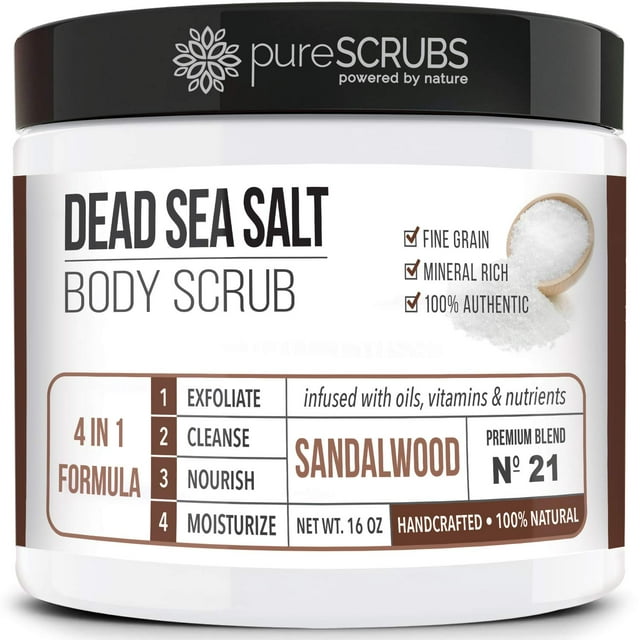 Exfoliante corporal PureScrubs Premium Sandalwood 473 ml con accesorios