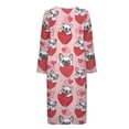 thumbnail image 6 of FOR U DESIGNS French Bulldog Strawberry Pink Pattern House Dresses for Women Breathable Womens Embroidered Housecoat Lightweight Long Sleeve Duster Robe Sleep Dress with Pockets, S, 6 of 8