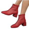 thumbnail image 5 of Red Women'S Back Zipper Mesh Boots Round Toe Closed Toe Thick Heel High Heel Comfortable Casual Wear Breathable Design, 5 of 9