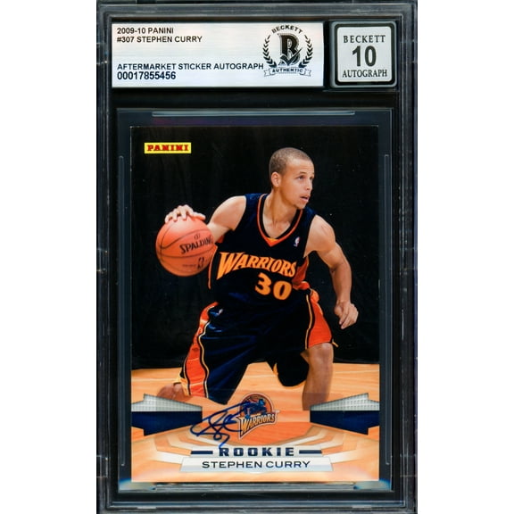 Stephen Curry Autographed 2009-10 Panini Card #307 Golden State Warriors Auto Grade Gem Mint 10 Beckett BAS #17855456