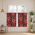 thumbnail image 3 of Red Boho Floral Tier Curtains, Vintage Southwestern Ethnic Tribe Botanical Light Filtering Kitchen Curtains, 2Pcs Rod Pocket Half Window Treatments Panels for Sink Cafe Cabinet Basement 27.5x45In, 3 of 9