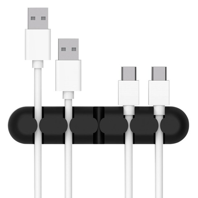 Matsuzay Devanadera de Cable de silicona, soporte de enchufe, Cable de escritorio de gestión, Cable USB, de datos, organizador de almacenamiento Electrónica negro