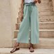 thumbnail image 5 of Gibobby pantalones de yoga Pantalón largo casual de lino y algodón de verano para mujer Pantalones casuales de cintura alta holgados (Glauco, XL), 5 of 5