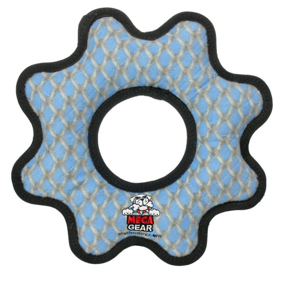 Tuffy Mega Gear Ring Chain Link, Durable Squeaky Plush Dog Toy