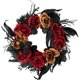 thumbnail image 1 of Corona de Halloween con rosas y follaje variado: 22 in, roja y dorada, sin iluminación, 1 of 3