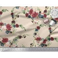 thumbnail image 2 of Soimoi White polyester Crepe Fabric Ranunculus & Penoy Floral Print Decor Fabric Printed By the Yard 52 Inch Wide, 2 of 3
