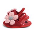 thumbnail image 4 of Kids Girl Sandals Soft Sole Non-Slip 3D Flower Red Kids Sandals Kids Summer Shoes Breathable Cute Polka Dot Pre-Walker Crib Shoes 0-12 Months,Size 3-6M, 4 of 8